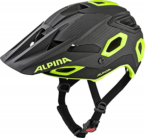 ALPINA ROOTAGE - Extrem Robuster, Carbonfaser-Verstärkter Enduro & Trail Fahrradhelm Mit Kühlenden Polstern Für Erwachsene, black-neon-yellow, 52-57 cm von ALPINA