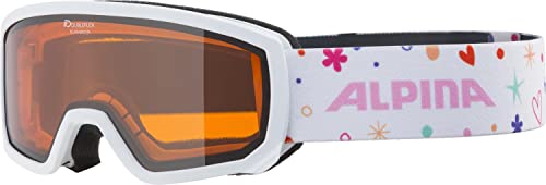 ALPINA SCARABEO JR. - Beschlagfreie, Extrem Robuste & Bruchsichere OTG Skibrille Mit 100% UV-Schutz Für Kinder, white rose, One Size von ALPINA