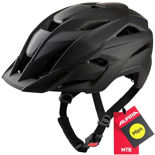 ALPINA STAN MIPS - Leichter, Sicherer & Optimal Belüfteter All-Mountain MIPS Fahrradhelm Mit Fliegennetz Für Erwachsene, black matt, 55-59 cm von ALPINA