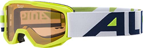 ALPINA PINEY - Beschlagfreie, Extrem Robuste & Bruchsichere Skibrille Mit 100% UV-Schutz Für Kinder, lime, One Size von ALPINA