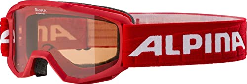 ALPINA PINEY - Beschlagfreie, Extrem Robuste & Bruchsichere Skibrille Mit 100% UV-Schutz Für Kinder, red, One Size von ALPINA
