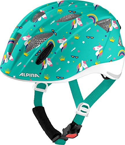 ALPINA XIMO FLASH - Beleuchteter, Reflektierender, Leichter & Anpassbarer LED Fahrradhelm Für Kinder, unicorn gloss, 49-54 cm von ALPINA