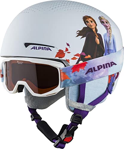 ALPINA ZUPO DISNEY SET - Hochwertiges, Sicheres & Exklusives Disney Set aus Skibrille & Skihelm Für Kinder, Frozen II, 48-52 cm von ALPINA