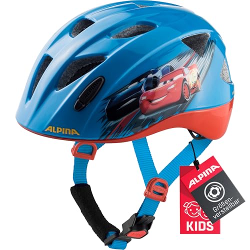 ALPINA XIMO DISNEY - Leichter, Sicherer & Bruchfester Disney Fahrradhelm Mit Optionalen LED-Licht Für Kinder, Cars, 47-51 cm von ALPINA