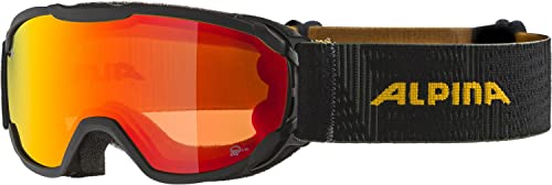 ALPINA PHEOS JR. Q-LITE - Verspiegelte, Kontrastverstärkende Skibrille Mit 100% UV-Schutz Für Kinder, Black-Yellow matt, One Size von ALPINA