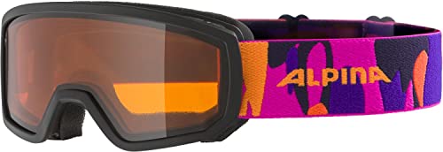 Alpina PINEY - Beschlagfreie, Extrem Robuste & Bruchsichere Skibrille Mit 100% UV-Schutz Für Kinder, black-pink matt, One Size von ALPINA
