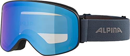 ALPINA SLOPE Q-LITE - Verspiegelte, Kontrastverstärkende OTG Skibrille Mit 100% UV-Schutz Für Erwachsene, black-dirtblue matt, One Size von ALPINA
