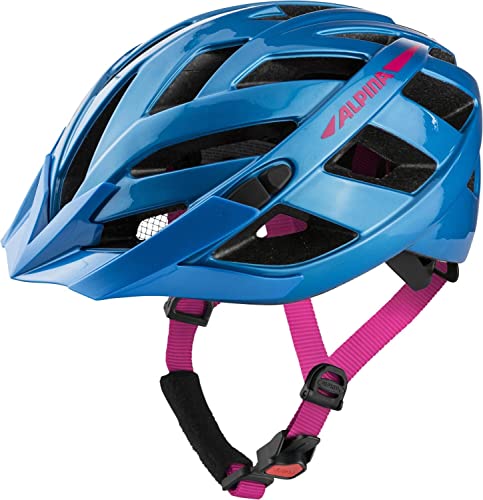 ALPINA PANOMA 2.0 - Optimal Anpassbarer, Belüfteter City & Touren Fahrradhelm Mit Fliegennetz & Nachrüstbarem LED Für Erwachsene, true blue-pink gloss, 52-57 cm von ALPINA