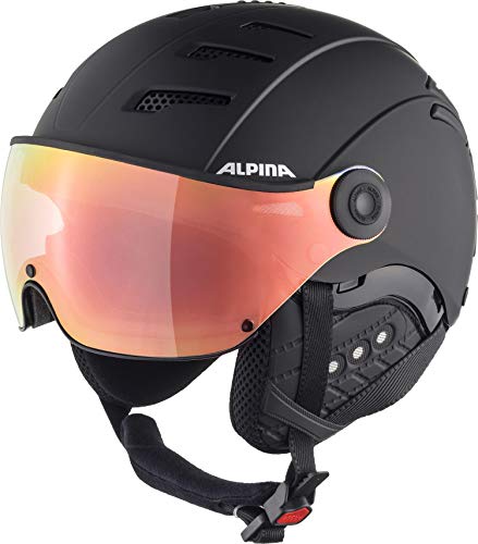 ALPINA JUMP 2.0 Q-LITE - Sicherer, Stoßabsorbierender & Indiv. Anpassbarer Skihelm Mit Kontrastverstärkendem Visier Für Erwachsene, black matt, 52-54 cm von ALPINA