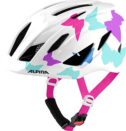 ALPINA PICO - Leichter, Optimal Klimatisierter & Bruchfester Fahrradhelm Mit Fliegennetz Für Kinder, pearlwhite butterflies gloss, 50-55 cm von ALPINA