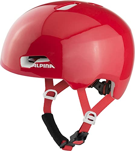 ALPINA HACKNEY - Leichter, Bruchfester & Optimal Klimatisierter Fahrradhelm Mit Nachrüstbarem LED Für Kinder, red Gloss, 47-51 cm von ALPINA
