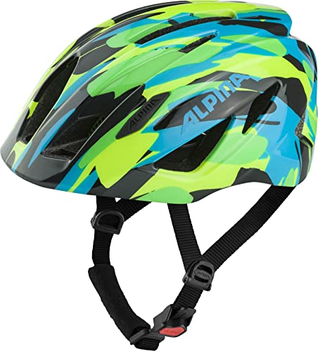 ALPINA PICO - Leichter, Optimal Klimatisierter & Bruchfester Fahrradhelm Mit Fliegennetz Für Kinder, neon-green blue gloss, 50-55 cm von ALPINA