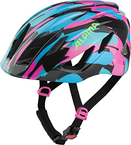 ALPINA PICO FLASH - Beleuchteter, Leichter & Bruchfester Fahrradhelm Mit Fliegennetz Für Kinder, neon-blue pink gloss, 50-55 cm von ALPINA