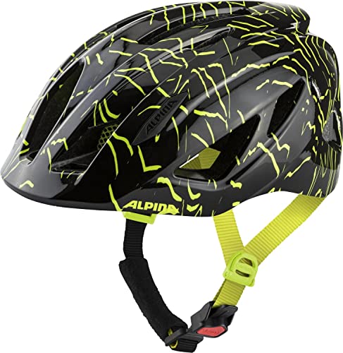 ALPINA PICO - Leichter, Optimal Klimatisierter & Bruchfester Fahrradhelm Mit Fliegennetz Für Kinder, black-neon yellow gloss, 50-55 cm von ALPINA