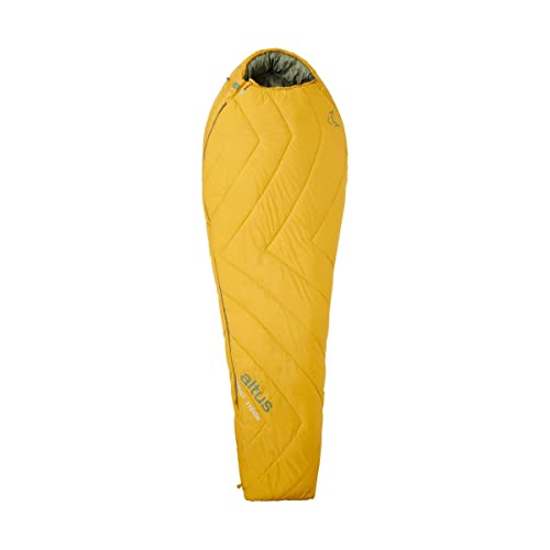 ALTUS Tibet 1100 H30 Schlafsack mit 1,1 kg Faserfüllung-Temperaturen +2 °C|-3 °C|-20°C, Senf, IZQ von ALTUS