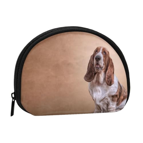 Zeichnen eines lustigen Basset-Hundes, Brieftasche Shell Make-up Tasche Frauen Aufbewahrungstasche Kleine Geldbörse Shell Wechseltasche von ALZVULG