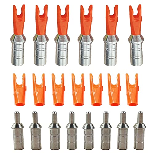 AMEYXGS 50 Stück Pfeilnocken mit Aluminium Pin Pfeile Nocken aus Kunststoff Pfeilschwänze S L Größe für ID 4,2/6,0/6,2 mm Pfeilschaft (4.2mm, Orange L) von AMEYXGS