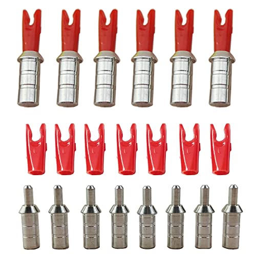 AMEYXGS 50 Stück Pfeilnocken mit Aluminium Pin Pfeile Nocken aus Kunststoff Pfeilschwänze S L Größe für ID 4,2/6,0/6,2 mm Pfeilschaft (4.2mm, Rot S) von AMEYXGS