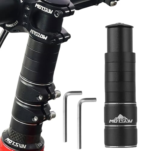 AMFUN Lenkererhöhung Fahrrad, 130MM Fahrrad Vorbau Höhenadapter Lenkererhöhung, Mountainbike Lenker mit 2 Sechskantschlüsseln für 28,6 mm Gabel, Schwarz von AMFUN