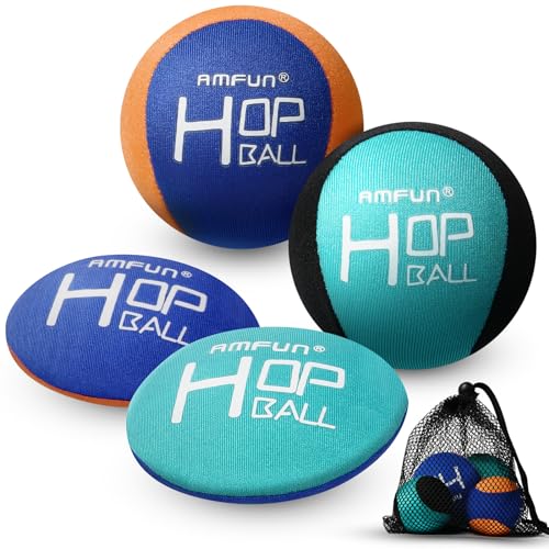 AMFUN 4 Stück Wasserball, Wasserhüpfball, Schnelltrocknender Lycra-Bezug Ball, Für Jugendliche und Erwachsene (Blue+Orange) von AMFUN