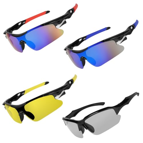 AMFUN Sonnenbrille Fahrradbrille, Winddicht Sportbrille, Schutzbrille Sonnenbrille Anti-Uv, UV400 Schutz Radsportbrillen für Outdooraktivitäten, Wie Radfahren Laufen Klettern Autofahren von AMFUN