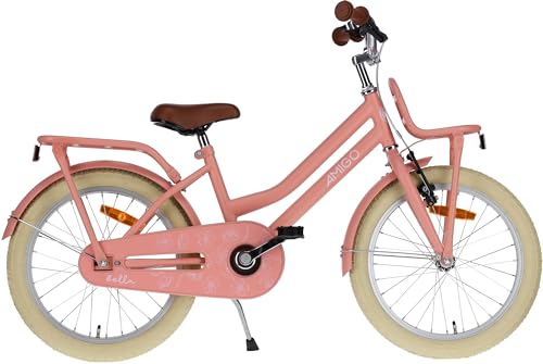 AMIGO Bella Kinderfahrrad - Fahrrad für Mädchen - 18 Zoll 29 cm - Rücktrittbremse - Lachsfarben von AMIGO
