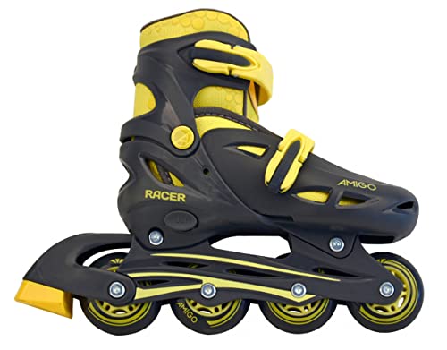 AMIGO Racer Inline-Skates - Inline für Jungen und Mädchen - Rollschuhe mit Einstellbarer Größe - ABEC7 Rollen - Gelb - Größe 34-37 von AMIGO