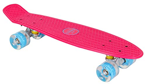 Amigo skateboard - Komplette Mini Cruiser - Skateboard für Anfänger, Kinder, Jugendliche und Erwachsene - mit Led Leuchtrollen und ABEC-7 Kugellager - 55 x 15 cm - Rosa von AMIGO