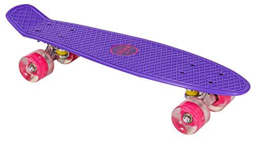 AMIGO Skateboard - Komplette Mini Cruiser - Skateboard für Anfänger, Kinder, Jugendliche und Erwachsene - mit Led Leuchtrollen und ABEC-7 Kugellager - 55 x 15 cm - Violett von AMIGO