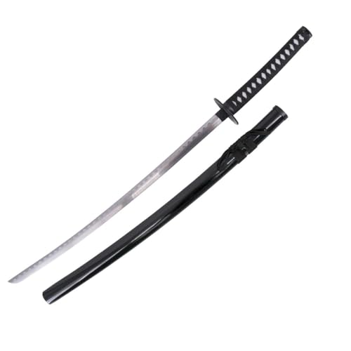 Kenshin Dekoratives Katana S5048 mit umgekehrter Schneide - Inoffizielle Replik, 105 cm, Edelstahlklinge, Griff mit schwarzer Kordel umwickelt und weißer Rochenlederimitation, inklusive Ständer von AMONT