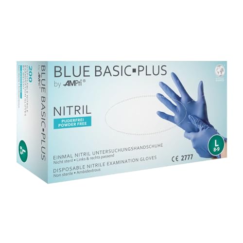 BLUE BASIC-PLUS Nitril-Einweghandschuhe Blue-Basic - Größe: M von AMPRI