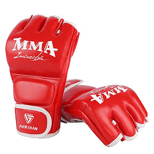 AMZLORD Halbfinger-Kickbox-Schutzhandschuhe, reißfeste PU-Trainings-Sparring-Handschuhe, atmungsaktiv, für Sportbedarf von AMZLORD