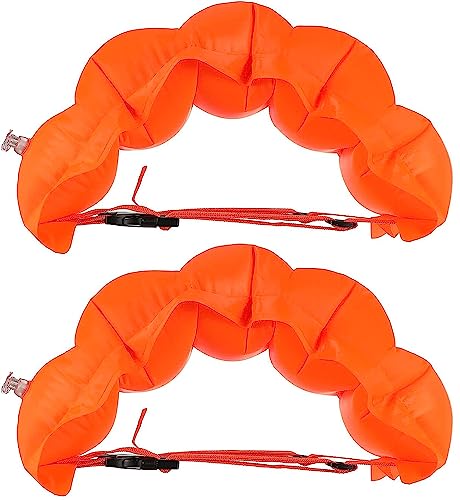 2 Stück Schwimmgürtel, Aufblasbarer Schwimm Trainingsgürtel Verstellbar Schwimmhilfe für Kinder und Erwachsene, Wassersport Schwimmtraining Hilfsschwimmen, Orange von AMZMUKAUP