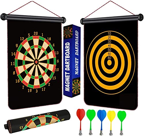 Magnetische Dartscheibe Dart Set, Doppelseitige Dartboard für Kinder Erwachsene Freizeit Sport mit 6 Dartpfeile Magnet Dart für Drinnen und Draußen, 12 Zoll von AMZMUKAUP