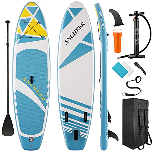 ANCHEER Aufblasbares Stand-Up-Paddle-Board mit Premium-SUP-Zubehör und Tragetasche, verstellbarem Paddel, Spiralleine, Handpumpe (Tiefseeblau), 10' x 30'' x 6'' von ANCHEER