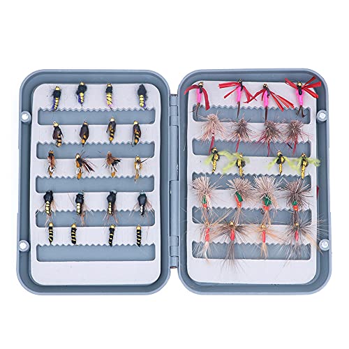 ANCLLO Fliegenfischen Set mit Box für Trockenfliegen, Nymphen, Luftschlangen für Barsch, Lachs, Forellen, 40 Stück von ANCLLO