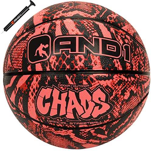 AND1 Chaos Basketball: Offizielle Regulation Größe 7 (74,9 cm) Gummi-Basketball – tiefe Kanalkonstruktion Streetball, hergestellt für Indoor-Outdoor-Spiele von AND1