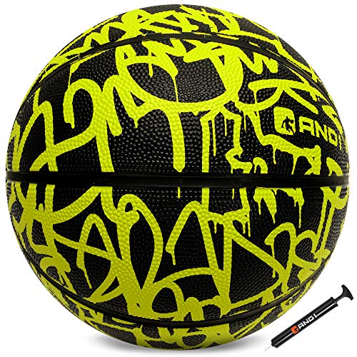 AND1 Fantom Gummi-Basketball und Pumpe (Graffiti-Serie) - Offizielle Größe 7 (74,9 cm) Streetball, hergestellt für Basketballspiele im Innen- und Außenbereich (Volt) von AND1