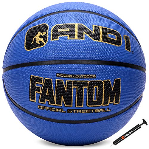 AND1 Fantom Gummi-Basketball: Offizielle Verordnung Größe 7 (74,9 cm) Gummi-Basketball – Tiefe Kanalkonstruktion, Streetball, hergestellt für Indoor- und Outdoor-Basketballspiele, Marineblau von AND1
