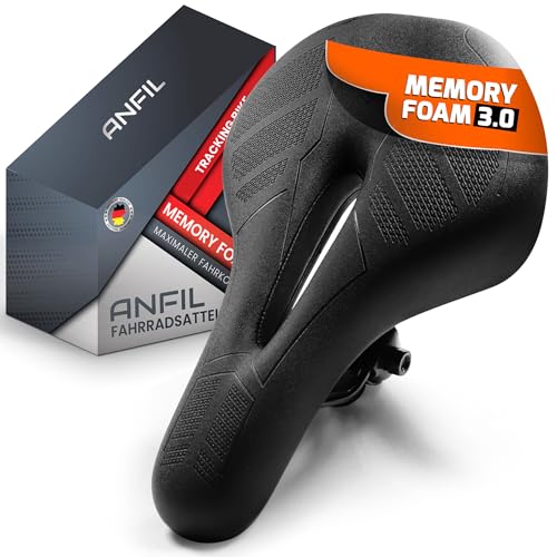 ANFIL® Fahrradsattel - Maximaler Fahrkomfort - Ergonomischer Fahrradsattel mit Memory Foam 3.0 - für Damen & Herren - Bequem & Weich - mit Optimierter Druckverteilung für Lange Fahrten - Das Original von ANFIL Solar Technology