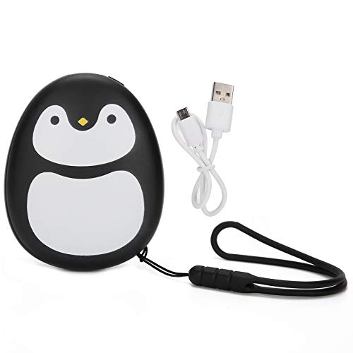 ANGGREK Elektrischer Handwärmer USB, Cartoon Cute Portable 4000mAh Power Bank USB Taschenwärmer Pinguin, Wichtelgeschenk (Schwarz) von ANGGREK