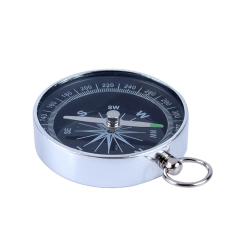 Taschenkompass, Leichter und Modischer Tragbarer Kompass, Kleine Hochwertige Aluminiumschale für Outdoor-Picknick-Outdoor-Produkte von ANGGREK