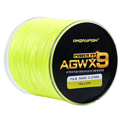 ANGRYFISH AGWX9 geflochtene Angelschnur, kostengünstig, glatte Superline, mehrere Farben, extrem langlebig, wundervolles Werkzeug für Angelbegeisterte (Gelb, 0,26 mm - 500 m) von ANGRYFISH