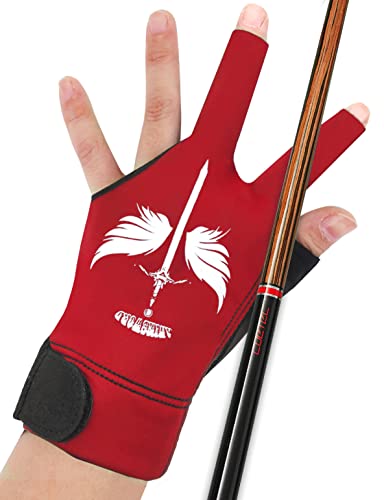 ANIMSWORD Atmungsaktive und bequeme Billard-Handschuhe, passt auf die linke oder rechte Hand, für Snooker-Queue-Sporthandschuhe, Rot/Ausflug, einfarbig (Getaway Solids), Large von ANIMSWORD