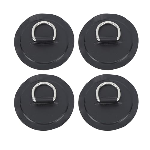 ANKROYU 4 Stück D-Ring-Patch, Edelstahl-D-Ring-Pad, rundes PVC-D-Ring-Patch für Kanu, Floß, Kajak, Kajak, Surfbrett, Stand-Up-Paddle-Board für Floß-Paddelbretter (Black) von ANKROYU