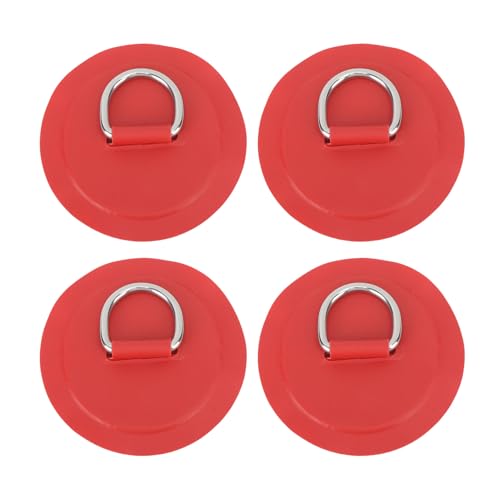 ANKROYU 4 Stück D-Ring-Patch, Edelstahl-D-Ring-Pad, rundes PVC-D-Ring-Patch für Kanu, Floß, Kajak, Kajak, Surfbrett, Stand-Up-Paddle-Board für Floß-Paddelbretter (Red) von ANKROYU