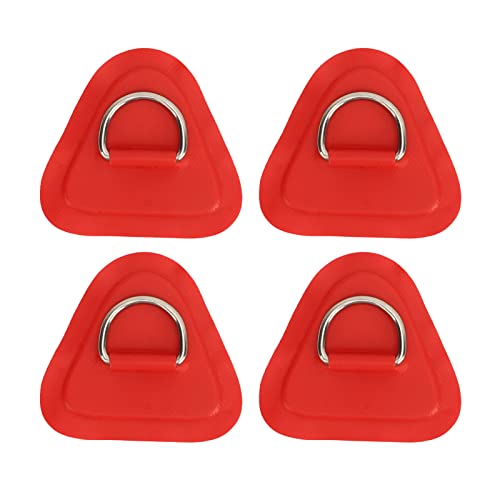 ANKROYU 4 Stück D-Ring-Patches, Edelstahl-D-Ring-Pads, Edelstahl-D-Ring-Pads für aufblasbare Kanu-Flöße für aufblasbare Surfbrett-Schlauchboot-Paddleboards (Rot) von ANKROYU