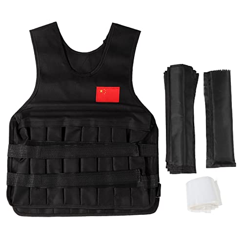 ANKROYU Gewichtete Weste für Männer Frauen einstellbar 20 kg Krafttraining Übung Fitness Weste mit Sandbeutel für das Laufzeit von Fitnessstudio -Tarn -Tarnern Black 11.81x1.97x15, (Tarnung) (Schwarz) von ANKROYU