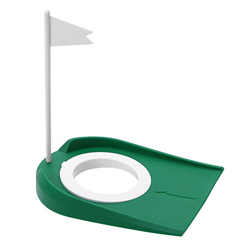 Golf Übungs Putter Pad, Übungsputter Matte aus Kunststoff, Golf Putting Cup für Drinnen und Draußen, Übungshilfen mit Hole und Flagge von ANKROYU
