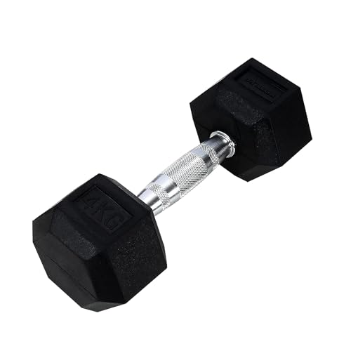 Ab. Hexagonal Dumbbell of 4kg (8.8LB) Includes 1 * 4Kg (8.8LB) | Black | Material : Iron with Rubber Coat | Exercise, Fitness and Strength Training Weights at Home/Gym for Women and Men von ANYTHING BASIC